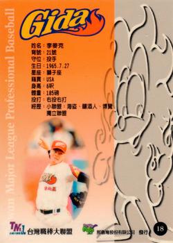 1997 Taiwan Major League #18 Derek Hasselhoff Back