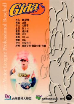 1997 Taiwan Major League #26 Jung-Tung Cheng Back