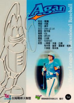 1997 Taiwan Major League #54 Mitch Lyden Back