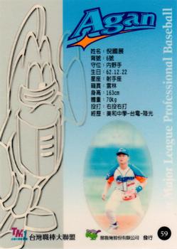 1997 Taiwan Major League #59 Kuo-Chan Ni Back