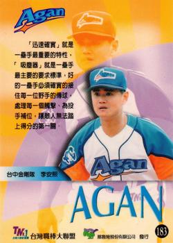 1997 Taiwan Major League #183 An-Hsi Lee Back
