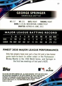 2021 Finest #17 George Springer Back