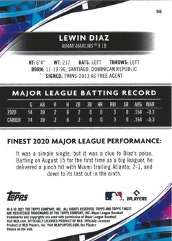2021 Finest #56 Lewin Diaz Back