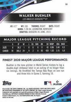 2021 Finest #91 Walker Buehler Back