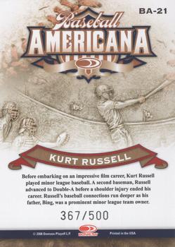 2008 Donruss Threads - Baseball Americana #BA-21 Kurt Russell Back