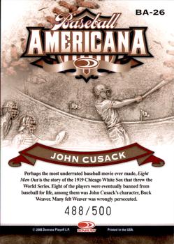 2008 Donruss Threads - Baseball Americana #BA-26 John Cusack Back