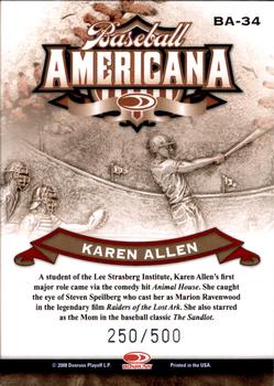 2008 Donruss Threads - Baseball Americana #BA-34 Karen Allen Back