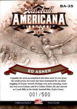 2008 Donruss Threads - Baseball Americana #BA-35 Ed Asner Back