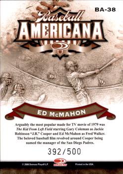 2008 Donruss Threads - Baseball Americana #BA-38 Ed McMahon Back