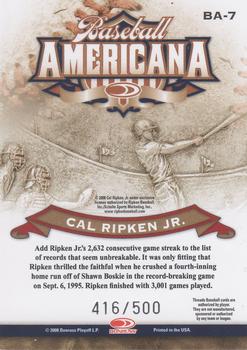 2008 Donruss Threads - Baseball Americana #BA-7 Cal Ripken Jr. Back