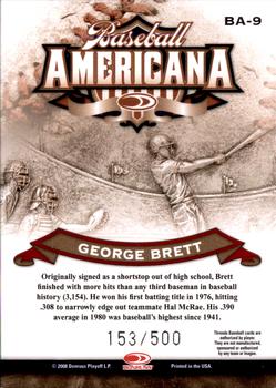 2008 Donruss Threads - Baseball Americana #BA-9 George Brett Back