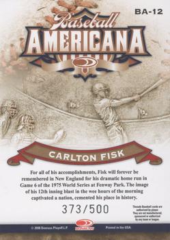 2008 Donruss Threads - Baseball Americana #BA-12 Carlton Fisk Back