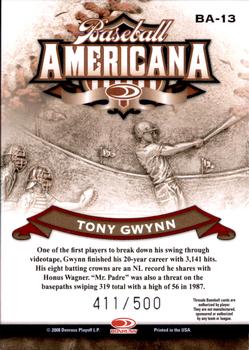 2008 Donruss Threads - Baseball Americana #BA-13 Tony Gwynn Back