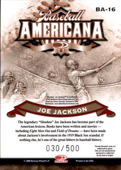 2008 Donruss Threads - Baseball Americana #BA-16 Shoeless Joe Jackson Back