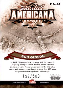 2008 Donruss Threads - Baseball Americana #BA-41 Bob Gibson Back