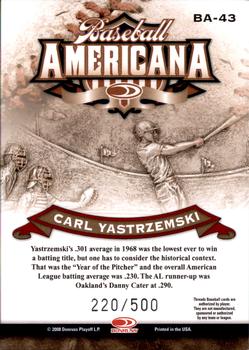 2008 Donruss Threads - Baseball Americana #BA-43 Carl Yastrzemski Back