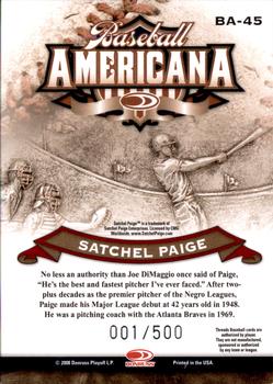 2008 Donruss Threads - Baseball Americana #BA-45 Satchel Paige Back