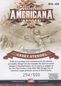 2008 Donruss Threads - Baseball Americana #BA-46 Casey Stengel Back