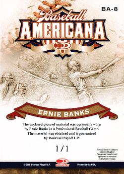 2008 Donruss Threads - Baseball Americana Materials #BA-8 Ernie Banks Back