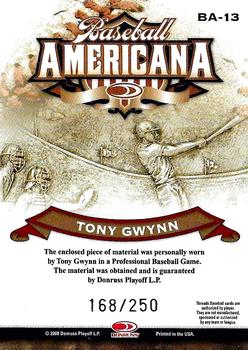 2008 Donruss Threads - Baseball Americana Materials #BA-13 Tony Gwynn Back