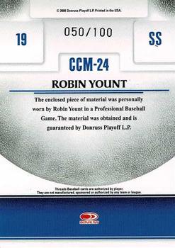 2008 Donruss Threads - Century Collection Materials #CCM-24 Robin Yount Back