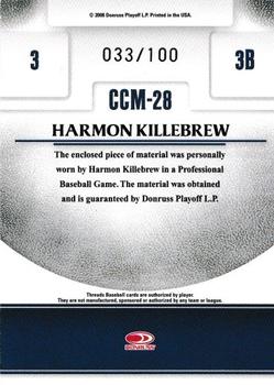 2008 Donruss Threads - Century Collection Materials #CCM-28 Harmon Killebrew Back