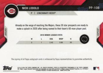 2020 Bowman Next Prospect Pool - Autographs Blue #PP-10B Nick Lodolo Back
