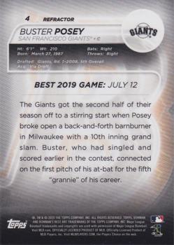 2020 Bowman's Best - Refractor #4 Buster Posey Back