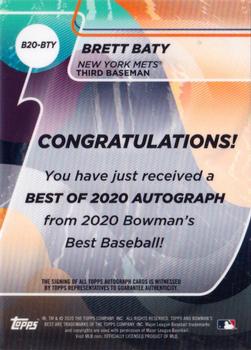 2020 Bowman's Best - Best of 2020 Autographs #B20-BTY Brett Baty Back
