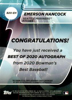 2020 Bowman's Best - Best of 2020 Autographs #B20-EH Emerson Hancock Back