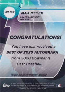 2020 Bowman's Best - Best of 2020 Autographs #B20-MME Max Meyer Back