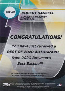 2020 Bowman's Best - Best of 2020 Autographs #B20-RH Robert Hassell Back