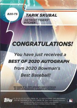 2020 Bowman's Best - Best of 2020 Autographs #B20-TS Tarik Skubal Back