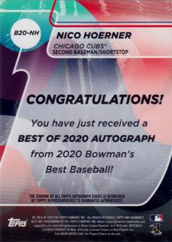 2020 Bowman's Best - Best of 2020 Autographs Blue Refractor #B20-NH Nico Hoerner Back