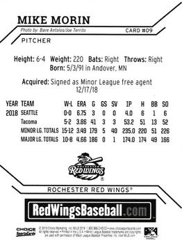 2019 Choice Rochester Red Wings #9 Mike Morin Back