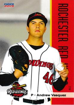 2019 Choice Rochester Red Wings #23 Andrew Vasquez Front