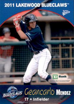 2011 MultiAd Lakewood BlueClaws SGA #21 Geancarlo Mendez Front