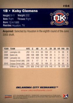 2011 Choice Oklahoma City RedHawks #04 Koby Clemens Back
