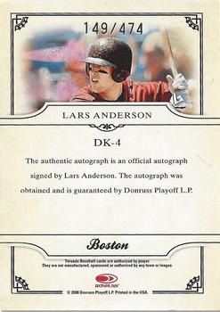2008 Donruss Threads - Diamond Kings Signatures #DK-4 Lars Anderson Back