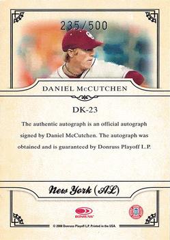 2008 Donruss Threads - Diamond Kings Signatures #DK-23 Daniel McCutchen Back