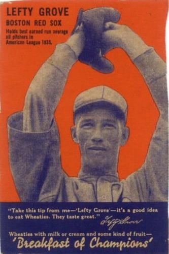 1938 Wheaties Series 15 #NNO Lefty Grove Front