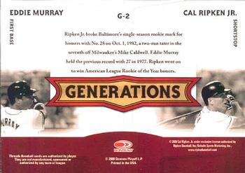 2008 Donruss Threads - Generations #G-2 Eddie Murray / Cal Ripken Jr. Back