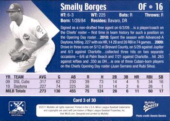 2011 MultiAd Peoria Chiefs #3 Smaily Borges Back