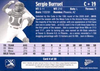 2011 MultiAd Peoria Chiefs #4 Sergio Burruel Back