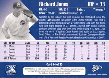 2011 MultiAd Peoria Chiefs #14 Richard Jones Back