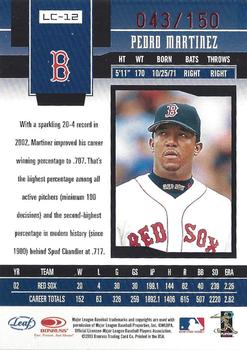 2003 Leaf - Leaf Certified Previews Mirror Red #LC-12 Pedro Martinez Back