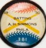 1933 Big League Leaders Pins (PR3-10) #NNO Al Simmons Front
