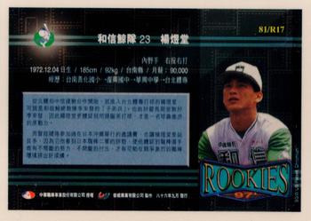 1996 CPBL Pro-Card Series 3 - Baseball Hall of Fame - Gold #81 Yu-Tang Yang Back
