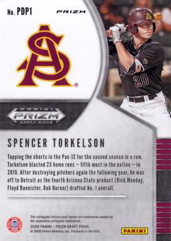 2020 Panini Prizm Draft Picks - Hyper Green and Yellow #PDP1 Spencer Torkelson Back