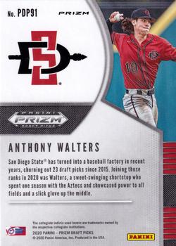 2020 Panini Prizm Draft Picks - Hyper Green and Yellow #PDP91 Anthony Walters Back
